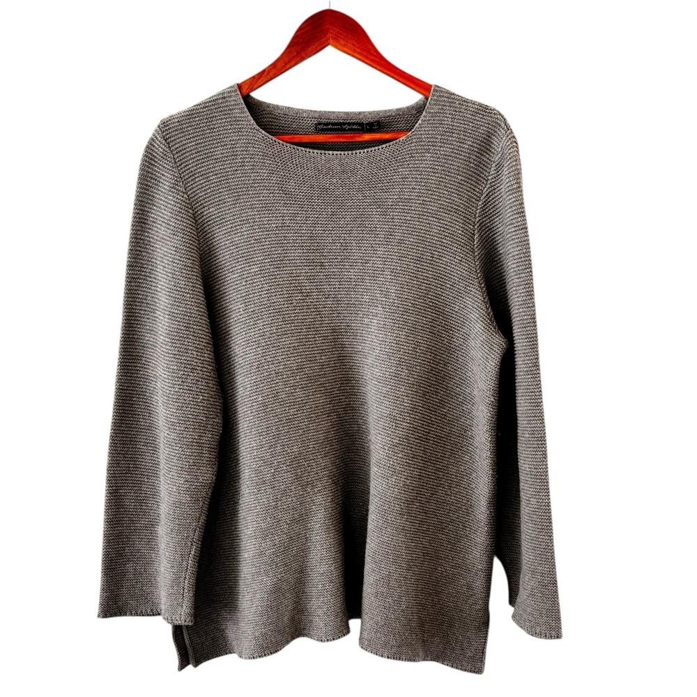 Gudrun Sjoden Textured Sweater Womens L Gray Lagenlook Minimalist Neutral